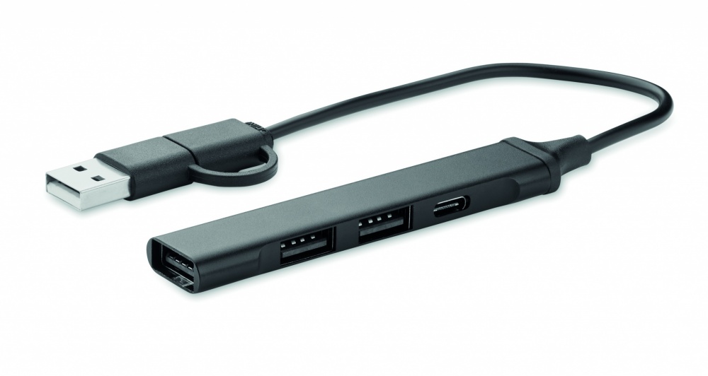 Logotrade ärikingituse foto: USB 4 pordiga jaotur 19 cm