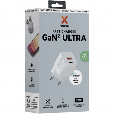 Logo trade liikelahja mainoslahja tuotekuva: Xtorm XEC020 GaN²Ultra 20 W seinälaturi