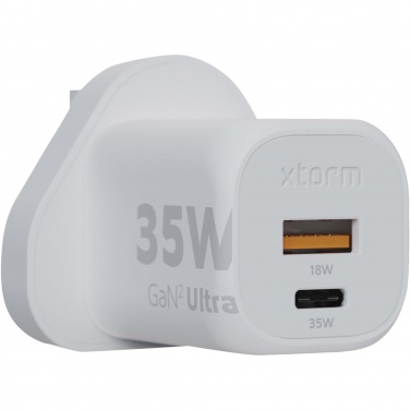Logo trade liikelahjat mainoslahjat kuva: Xtorm XEC035 GaN² Ultra 35 W seinälaturi – Iso-Britannian pistoke