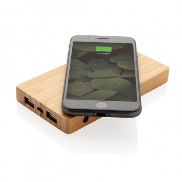 Logotrade mainoslahjat ja liikelahjat tuotekuva: Bamboo 4000 mAh:n langaton 5W varavirtalähde