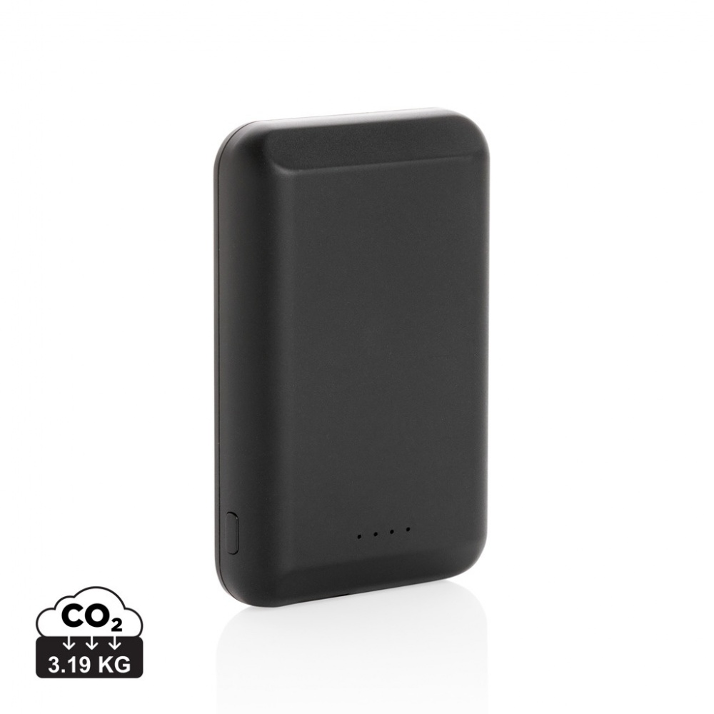 Logo trade mainoslahja ja liikelahja tuotekuva: Magneettinen 5000mAh 5W langaton virtapankki