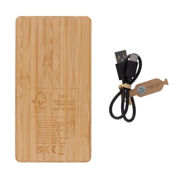 Logo trade liikelahjat mainoslahjat kuva: Sunwick 10.000 mAh bambuinen aurinkovoimapankki