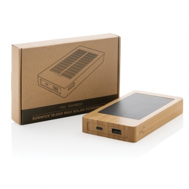 Logotrade mainostuotet kuva: Sunwick 10.000 mAh bambuinen aurinkovoimapankki