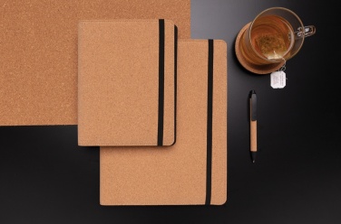Logotrade mainostuote tuotekuva: Deluxe korkki portfolio A5 kynällä