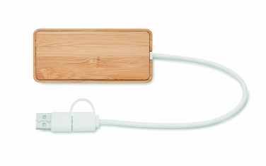 Logo trade mainostuotet tuotekuva: 3 portin USB-keskitin bambua