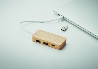 Logo trade mainoslahjat tuotekuva: 3 portin USB-keskitin bambua