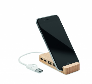 Logotrade liikelahjat kuva: 4 portin USB-keskitin bambua