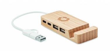 Logo trade liikelahja kuva: 4 portin USB-keskitin bambua
