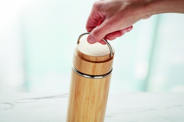 Logotrade mainoslahja tuotekuva: Bambu termospullo 400 ml TAMPERE