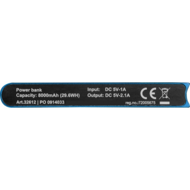 Logotrade mainoslahja tuotekuva: Virtapankki 8 000 mAh WOLFSBERG