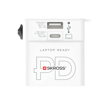 Logotrade mainoslahja ja liikelahja kuva: SKROSS World Travel adapteri MUV 65W PD USB C -kaapelilla