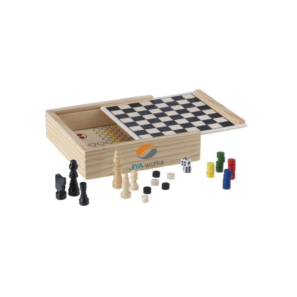 Logotrade liikelahja tuotekuva: WoodGame 5-in-1 -pelisetti