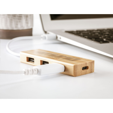 Logo trade liikelahja kuva: Bambu USB-keskitin