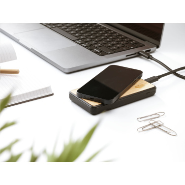 Logo trade mainoslahja ja liikelahja tuotekuva: Boru Bamboo RCS kierrätetty ABS Powerbank langaton laturi