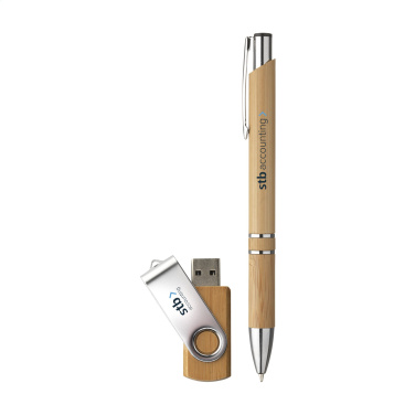Logotrade liikelahja tuotekuva: Bamboo Connect -lahjasetti 8 Gt