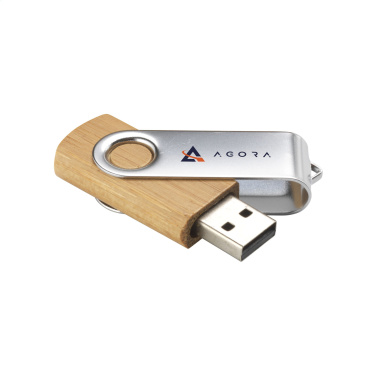 Logotrade mainoslahja tuotekuva: USB Twist Bamboo 16 Gt