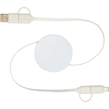 Logo trade mainoslahja kuva: Citala kierrätysmuovinen 40 W:n ja 90 cm:n sisäänvedettävä datasynkronoiva 5-in-1-pikalatauskaapeli