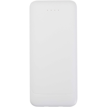 Logo trade mainoslahjat ja liikelahjat kuva: Adhil 10 000 mAh:n ja 10 W:n kierrätetystä muovista valmistettu varavirtalähde, jossa on kaksi sisäänrakennettua kaapelia