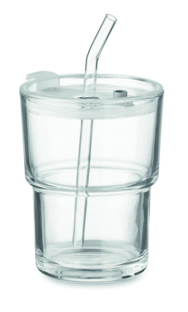 Logotrade dovana nuotrauka: Stiklinis puodelis su šiaudeliais 400ml