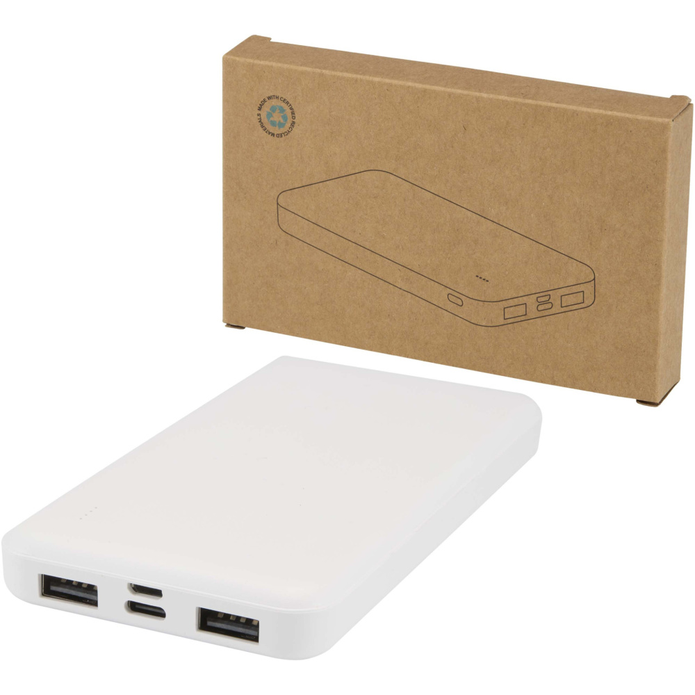 Logotrade dovana nuotrauka: „Intan“ 10 000 mAh 10 W perdirbto plastiko išorinė baterija