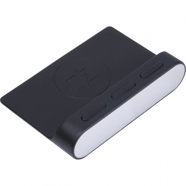 Logotrade verslo dovanos nuotrauka: Žadintuvas ir belaidis įkroviklis ADELAIDE