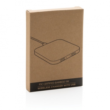 Logotrade ziemassvētku dāvanas foto: Bambusa 5W bezvadu lādētājs ar USB