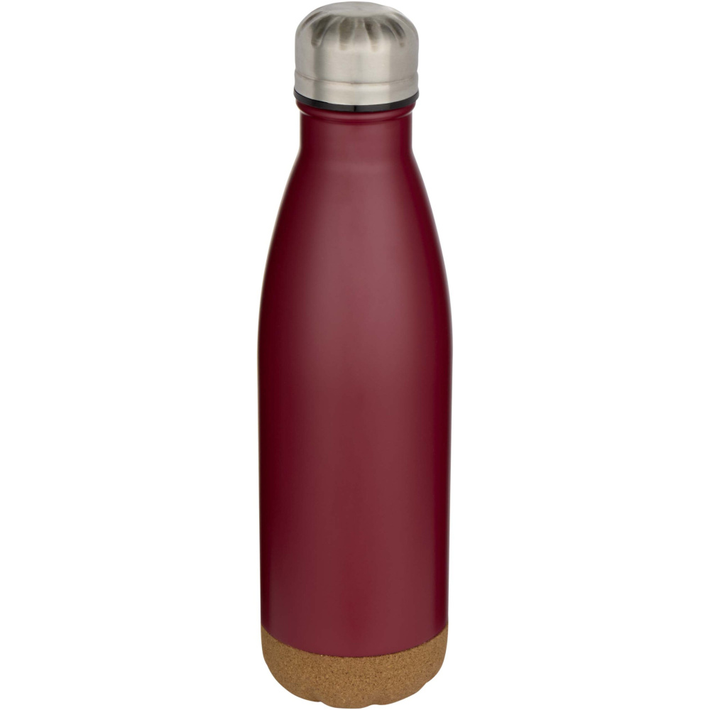 Logotrade logo dāvanas foto: Cove 500 ml dubultsienu vakuuma izolēta nerūsējošā tērauda ūdens pudele ar korķa detaļām