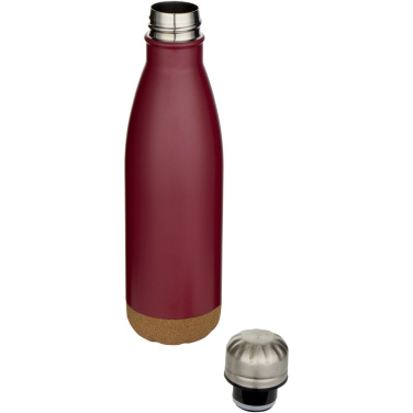 Logotrade ziemassvētku dāvanas foto: Cove 500 ml dubultsienu vakuuma izolēta nerūsējošā tērauda ūdens pudele ar korķa detaļām