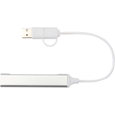 Logotrade korporatīvās dāvanas foto: Alkaid 4 portu pārstrādāta alumīnija USB-A un C tipa centrmezgls ar divām ieejām