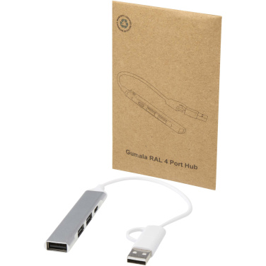 Logotrade korporatīvās dāvanas foto: Alkaid 4 portu pārstrādāta alumīnija USB-A un C tipa centrmezgls ar divām ieejām
