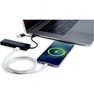 Логотрейд бизнес-подарки картинка: Концентратор USB 2.0 Rise из переработанного алюминия, сертифицированного по стандарту RCS