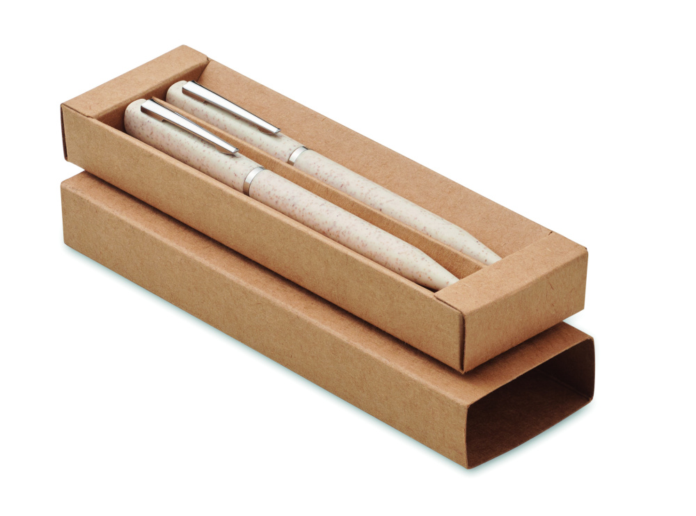 Логотрейд pекламные продукты картинка: Wheat straw/ABS twist pen set