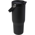 Термостакан Bronx объемом 900 мл из меди и переработанной нержавеющей стали, сертифицированной по стандарту RCS, с вакуумной изоляцией и крышкой с двойной функцией, Сплошной черный
