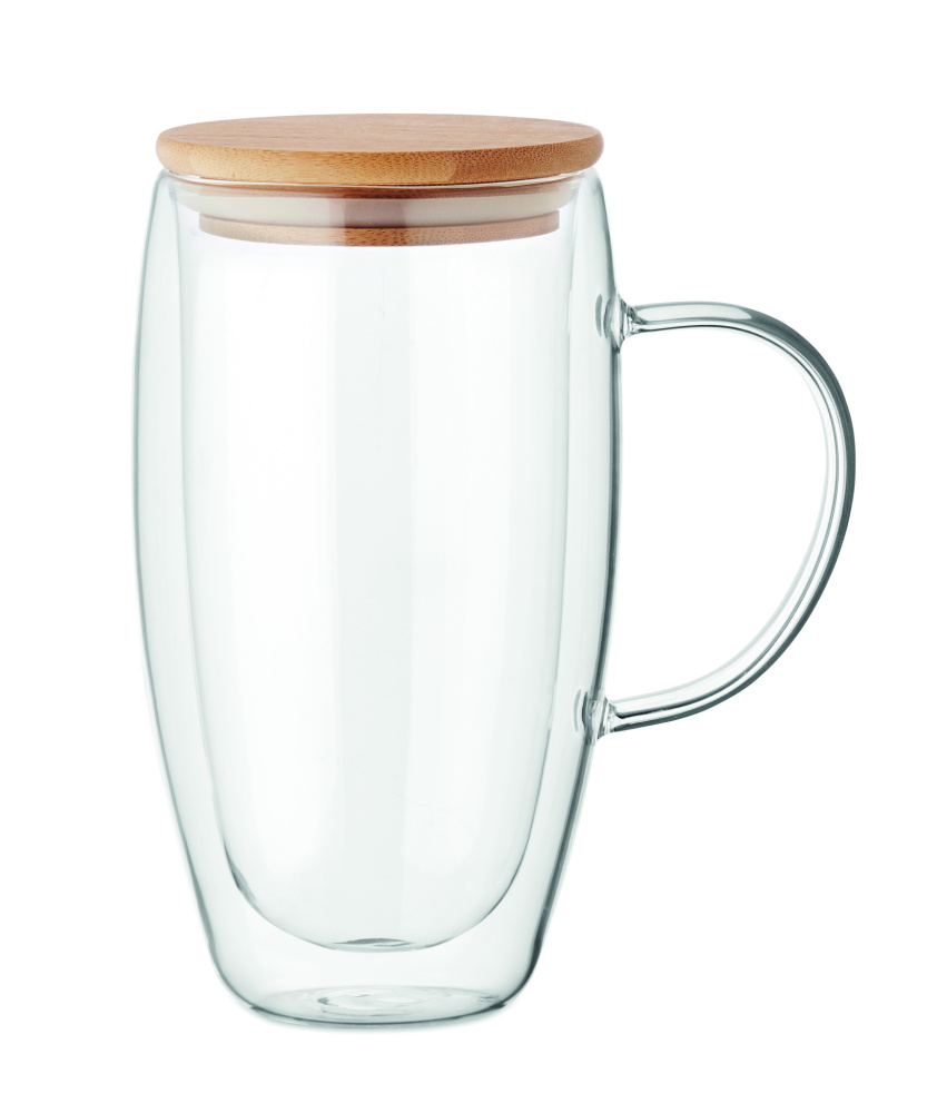 Логотрейд pекламные продукты картинка: Double wall glass mug 450ml