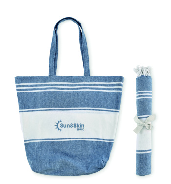 Лого трейд бизнес-подарки фото: Beach bag with hammam towel