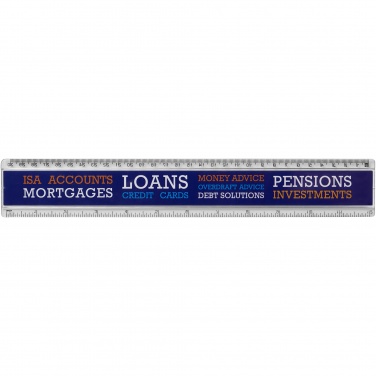 Logotrade profilreklam bild: Ellison 30 cm plastlinjal med pappersinlägg