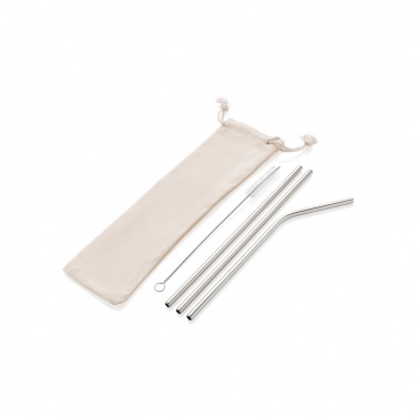 Logotrade kampanjprodukter bild: 3-pack återanvändningsbara sugrör i stainless steel