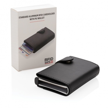 Logotrade profilprodukter bild: Standard aluminium RFID korthållare med PU plånbok