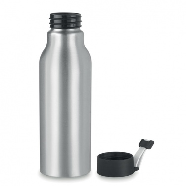 Logotrade reklamprodukter bild: Enväggig 500 ml aluminiumflaska med PP-lock och silikonsnodd
