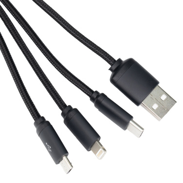 Logotrade reklamprodukter bild: 3-i-1 lång kabel med upplyst logotyp för gravering, W201TG