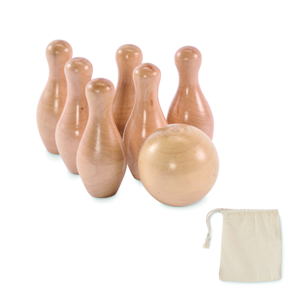 Logotrade kampanjprodukter bild: Mini bowlingspel i furu
