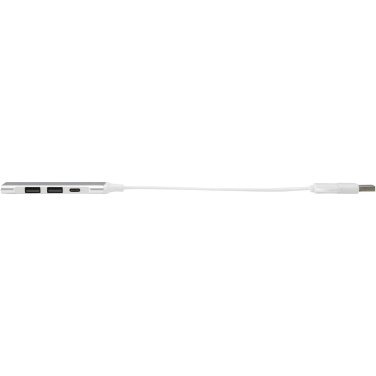 Logotrade reklamprodukter bild: Alkaid 4-portars USB-A- och Typ-C-hubb med dubbla ingångar av återvunnen aluminium