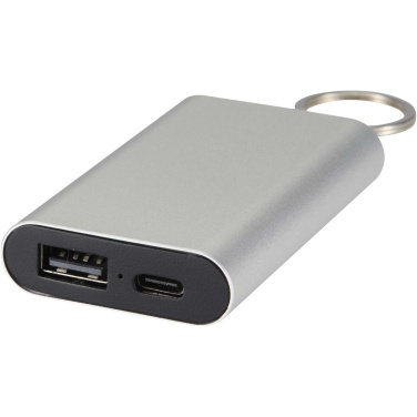 Logotrade profilprodukter bild: Arcturus 2 000 mAh powerbank i återvunnet aluminium med nyckelring